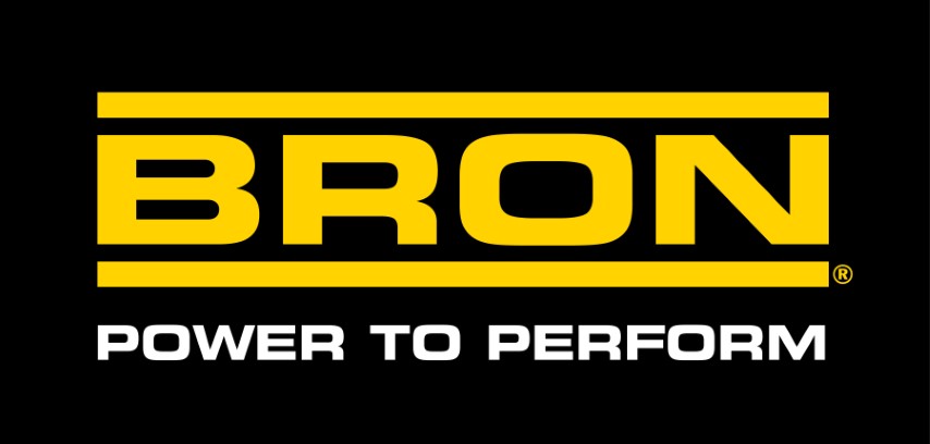 BRON logo with the slogan 'Power to Perform' displayed in bold yellow text on a black background.